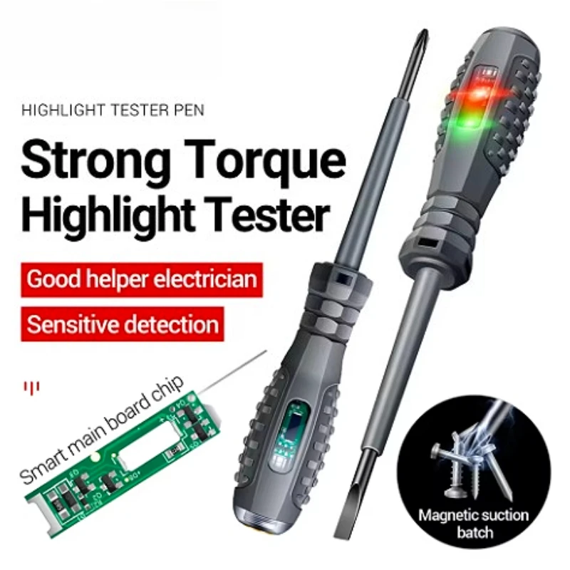 Electric Tester Pen with Indicator 2pcs Voltage Tester Pen Slotted + Phillips Household Screw Driver Electrician Tools