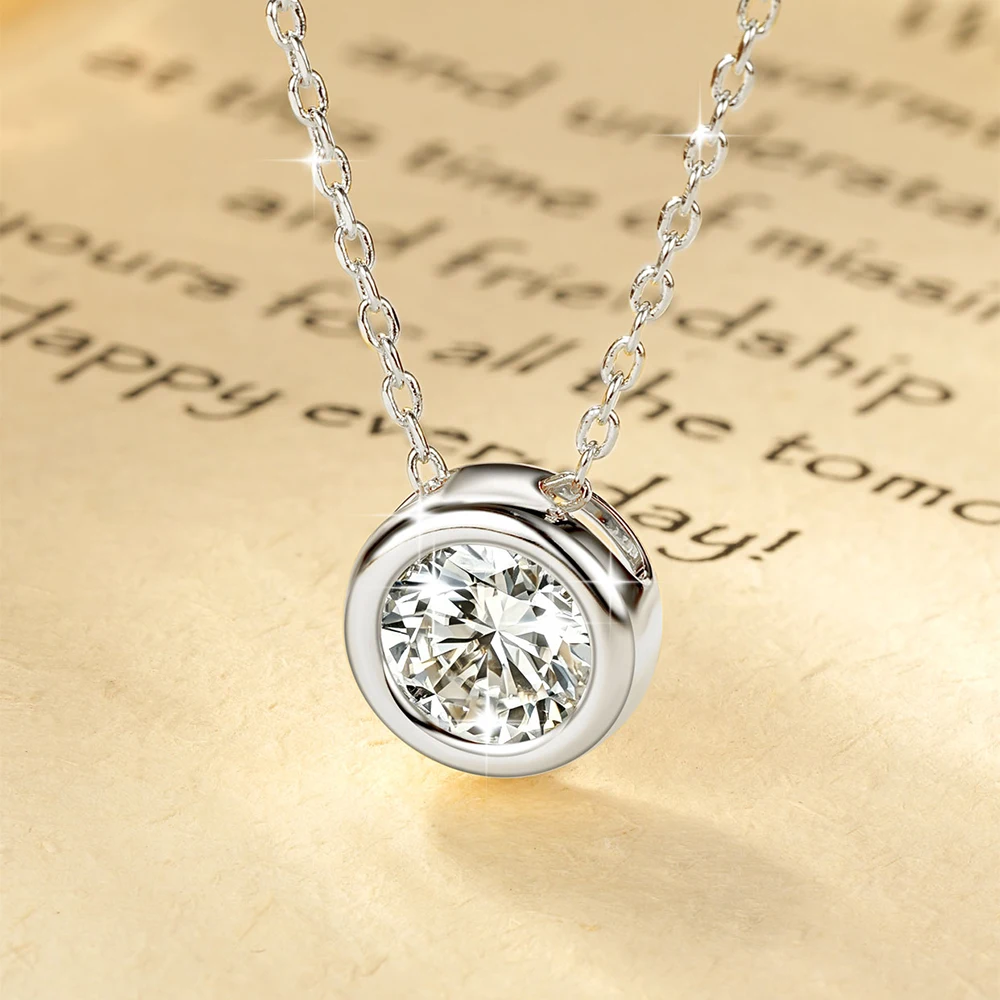 Zertifizierte 4mm-7,5mm Bubble Moissanit Halskette Funkelnder Solitär Labor-Diamant Anhänger Halsketten für Damen Schmuck – Detail 13
