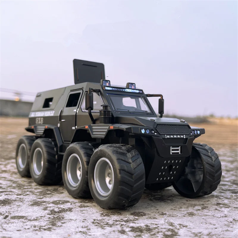 1:32 Siberia Conqueror Shaman Alloy Armored Car Model Diecast Toy All Terrain Off-road Vehicles Car Model Sound Light Kids Gifts