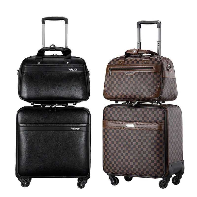 Valise à roulettes en alliage professionnel avec verrouillage par mot de passe, valise à roulettes universelle, bagage en cuir, sac lancé, haute qualité, 16 pouces