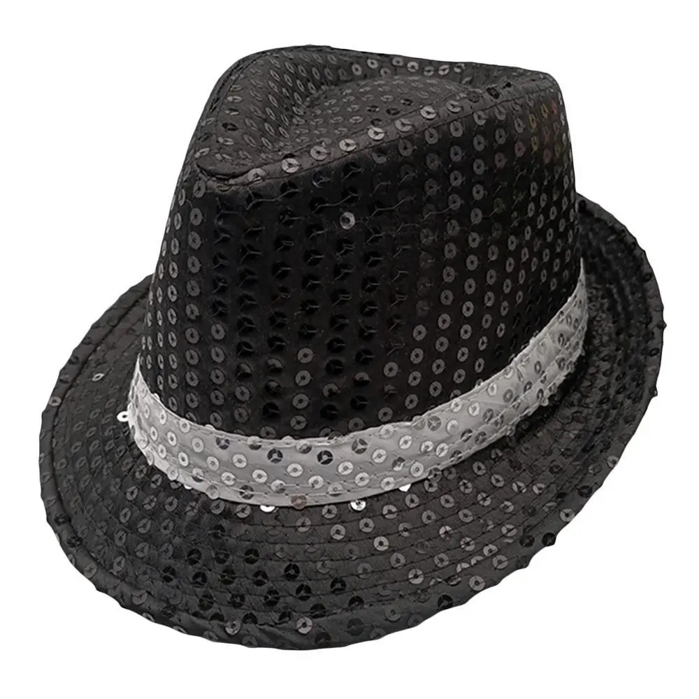 Fashion Sequins Jazz Hat Masquerade Shiny Panama Cap Cosplay Stage Dance Performance Hat Holiday