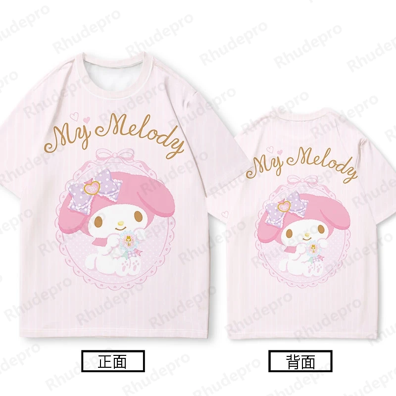 Melody-Camiseta de manga corta para mujer, Top de Sanrio animado de verano, ropa de melodía, 2024