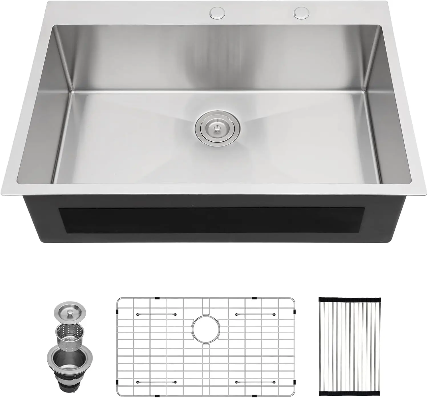 

30x22 Drop In Kitchen Sink - Couoko 30 Inch 16 Gauge T304 Stainless Steel Drop In Sink Large Handmade Single Bowl Kitchen Sinks