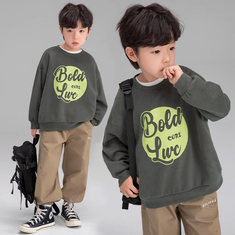 2024 New Spring Autumn Cotton Boys Hoodies Fashion Letter Long Sleeve Teenager Boys Sweatshirt 3-14 Years Children Top Clothes