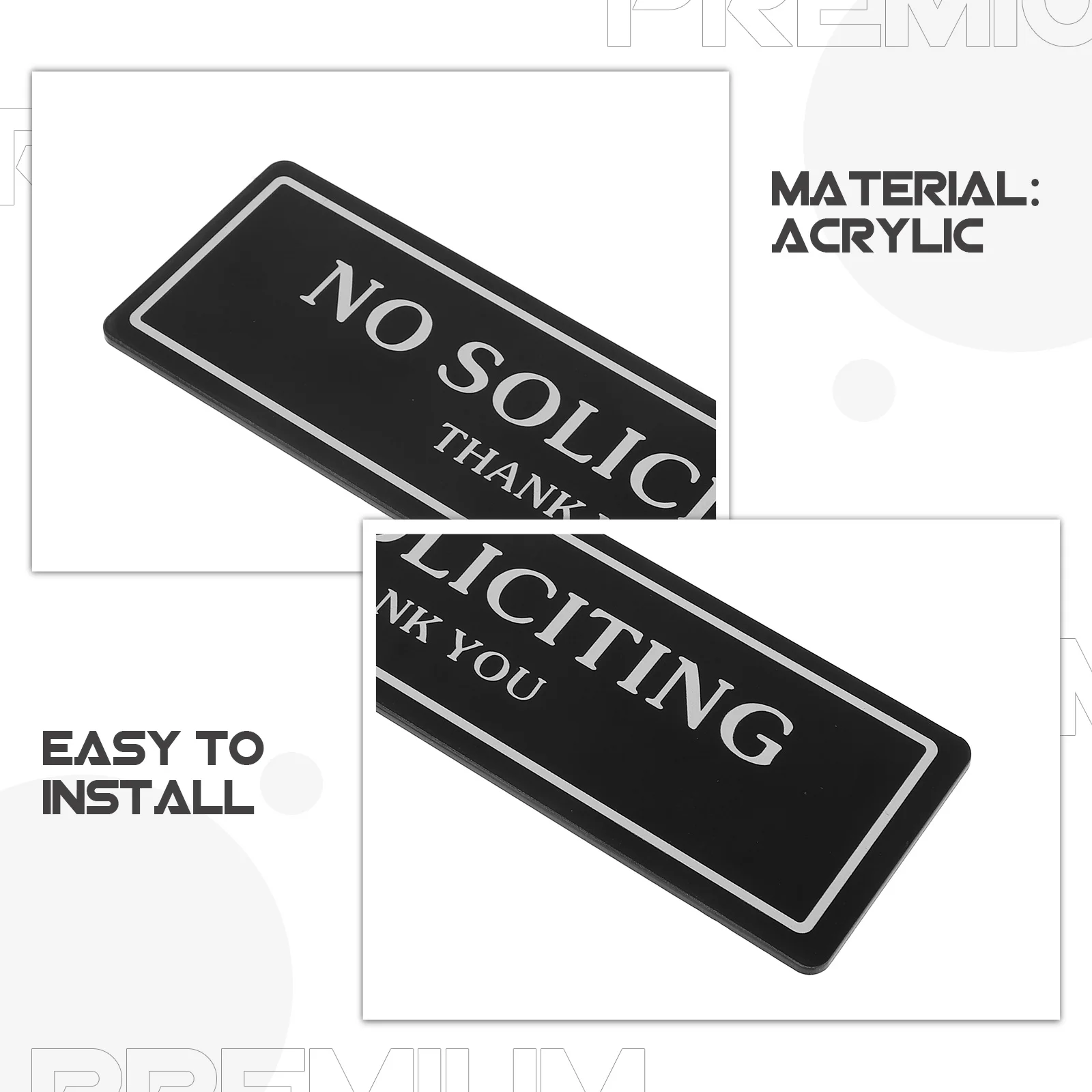 

2Pcs No Soliciting Door Signs Self-Adhesive Acrylic Plaques for Front Door Office Business Home Weather Resistant