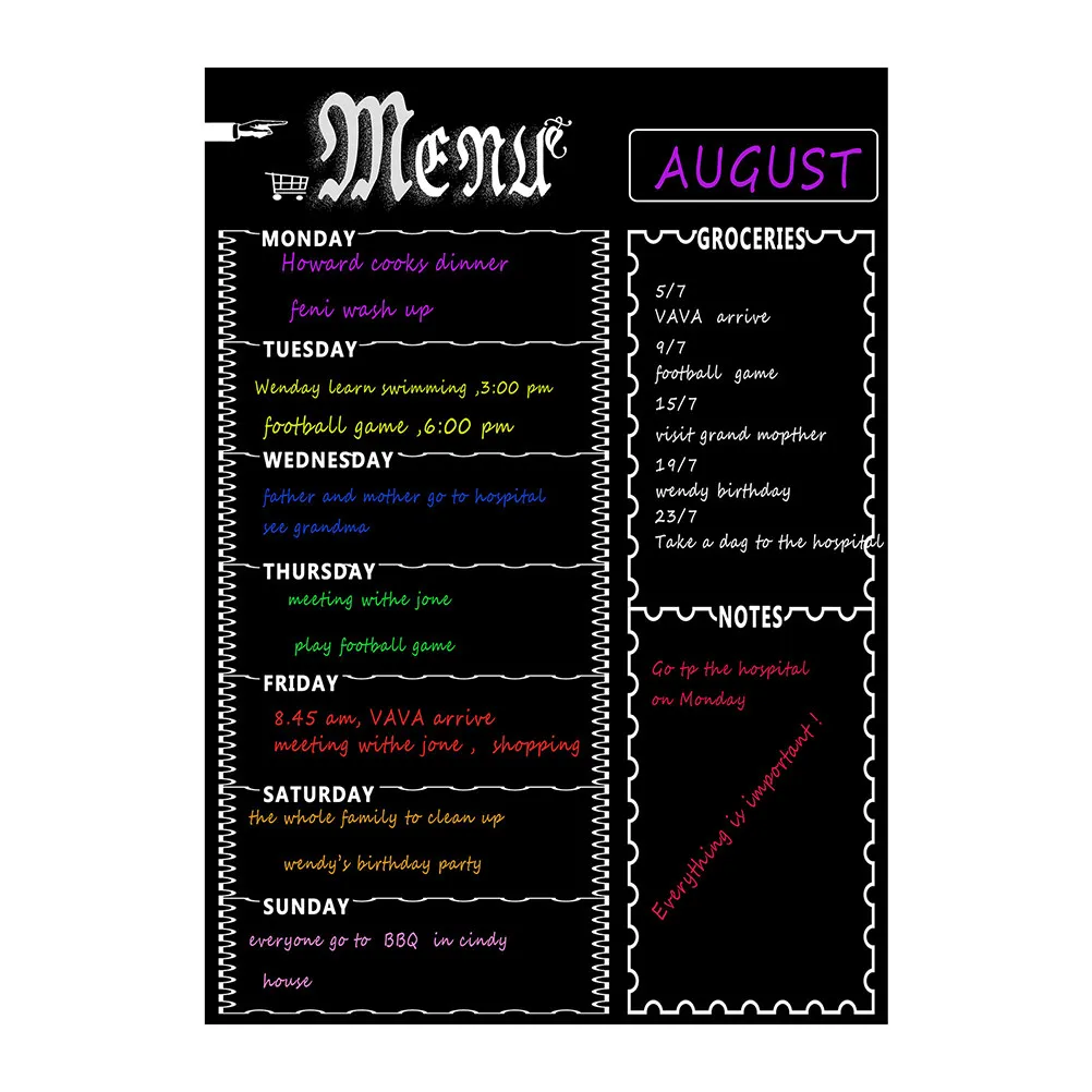 

1Pcs Magnetic Weekly Planner Refrigerator Dry Erase Whiteboard 9 Compartments Schedule Organizer Easy Clean Black