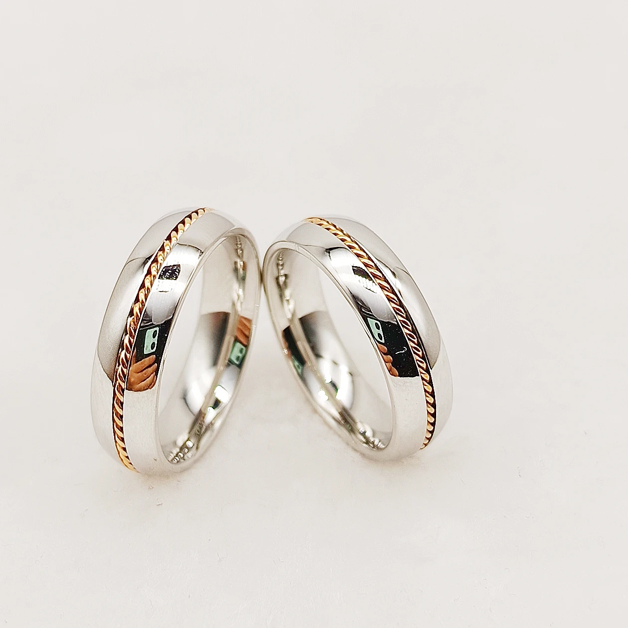 Big size USA 15 Lovers Couples Wedding Rings For Men And Women Designer Rose Golden Twist Inlay Titanium Jewelry Finger Ring