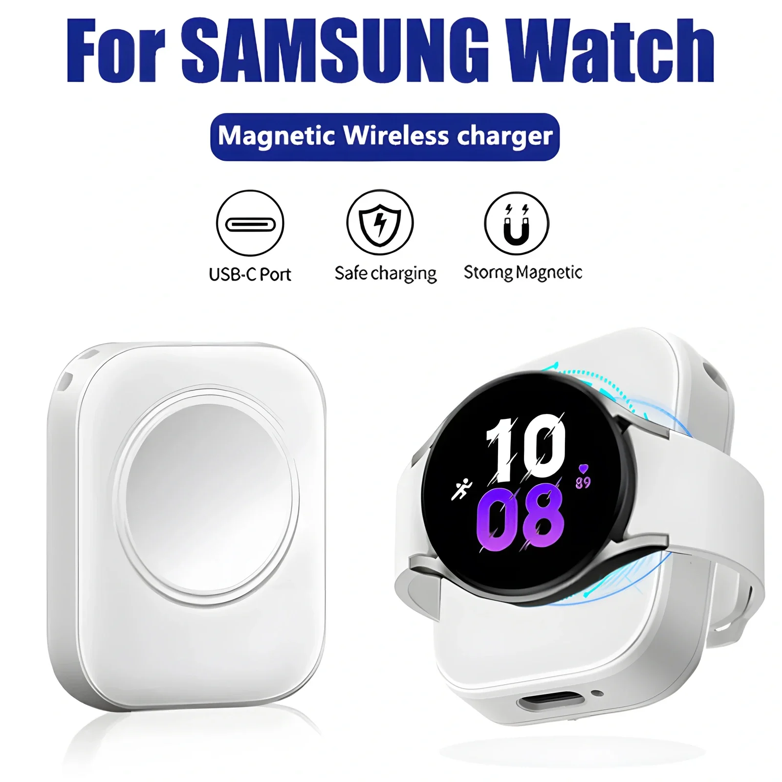 Portable Wireless Watch USB Type C Fast Charger For Samsung Galaxy Watch Ultra/7/6/6 Classic/5 Pro/5/4 /4 classic/3/Active2/1