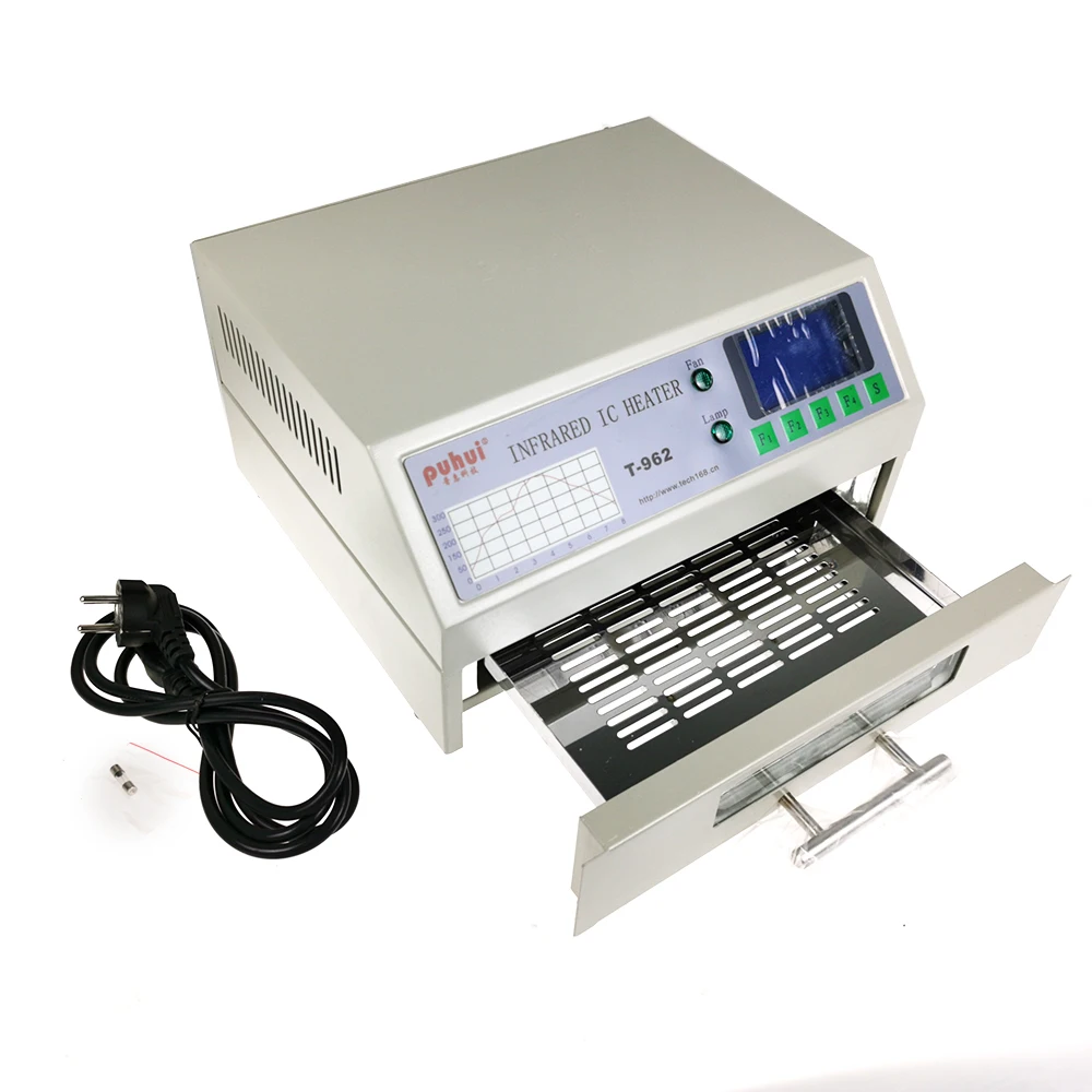 T-962 Desktop Reflow Oven inframerah IC pemanas mesin solder 800W 180x235mm T962 untuk BGA SMD SMT pengerjaan ulang