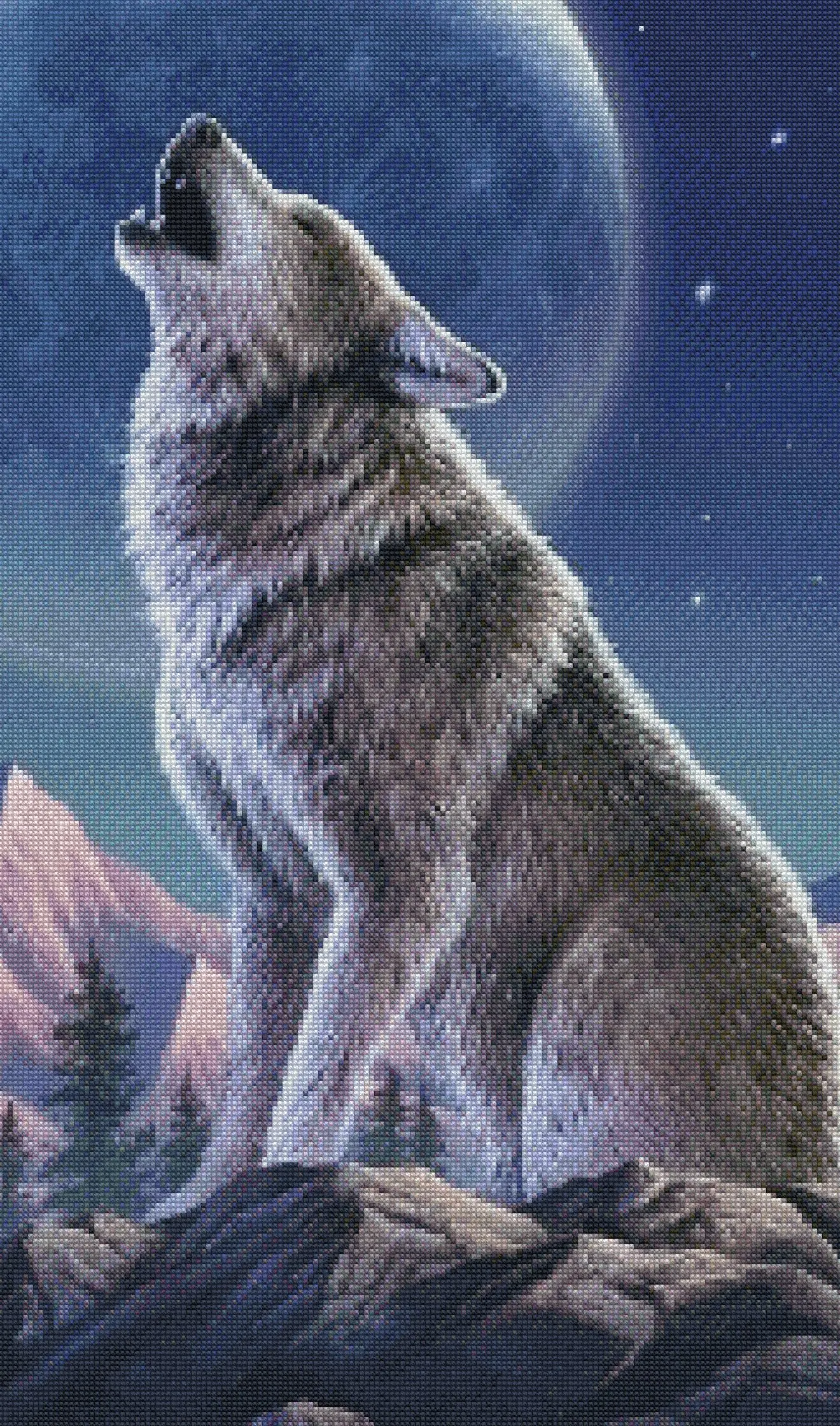 [ZZ9252-Lone Wolf Under the Mo – Cross Stitch Stamped Kits Beginners recenzja i cena