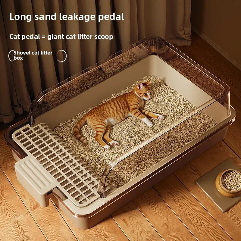 

Open One-shovel Cat Litter Basin Oversized Cat Toilet Deodorant Pet Supplies Semi-closed Anti-splash Cat Litter Basin