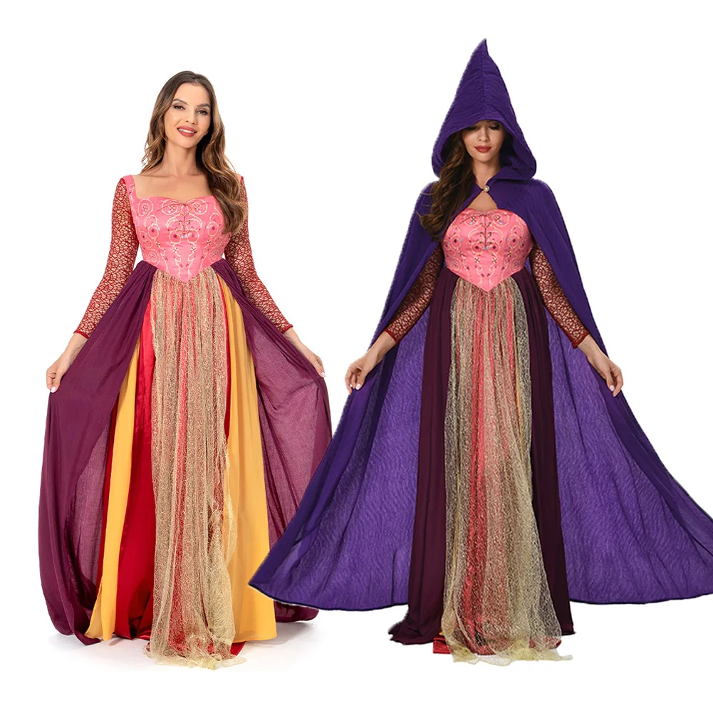 Disfraz de Pocus 2 de Sarah Sanderson, vestidos de mujer, capa, ropa de bruja para fiesta de Halloween para mujer