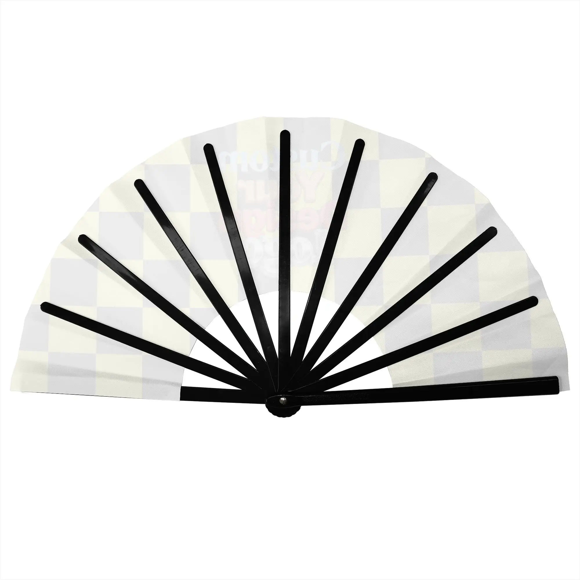 Black Yellow Checkered Portable Pocket Fan Travel Geometric Tartan Plaid Folding Fan Chinese Dance Cooling Handheld Fans