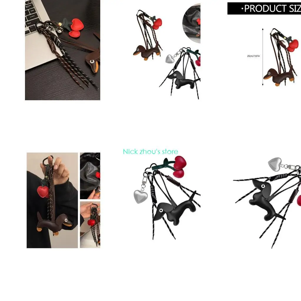 E15E Fashionable Retro Sausage Dog Keyring Fashionable Sturdy PU Jewelry Accessory for Collectors and Trendsetters Use