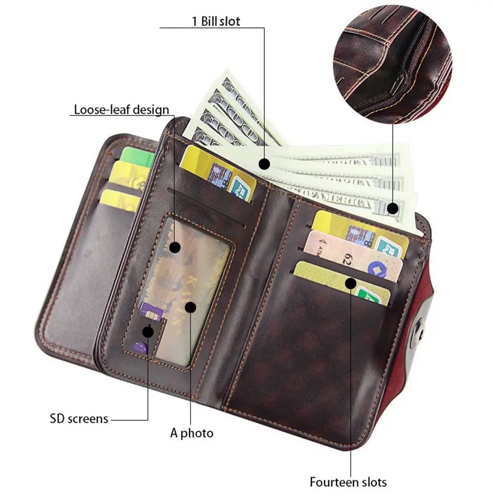 Short PU leather Gift Black Brown Clutch Money Bag Business Card Holders Male Purse Coin Purse Men Wallets