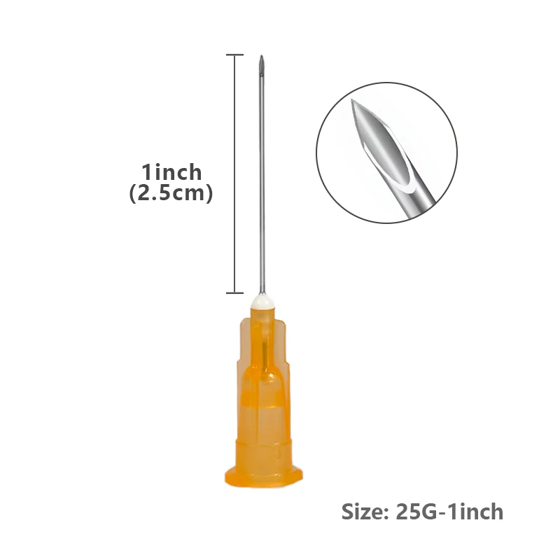 Siringa antiscivolo Luer diaposabile da 100 pezzi 2,5 ml/cc con ago 25G 1 pollice sterile confezionata singolarmente per erogazione industriale, uso da laboratorio