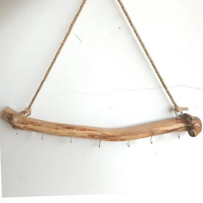 

Rustic Wood Hanging Branch Natural Driftwood Wall Hanging Decor Jewelry Organizers with Hooks Wooden Decorative Branches Hanger
