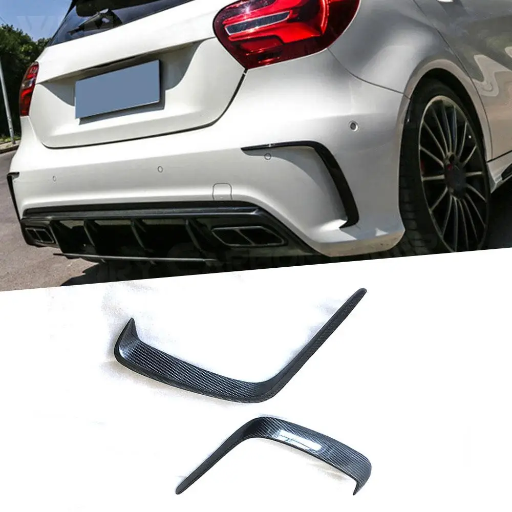 

2Pcs Carbon Fiber Rear Side Bumper Spoiler Cover Vent Trim for Benz A Class W176 A200 A260 A45 AMG 2014-2017 Not Standard