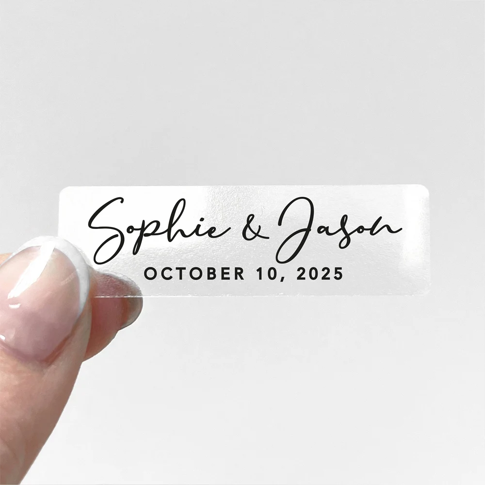 Personalized 50pcs wedding stickers transparent rectangular stickers suitable for various occasions school supplies cosmetics