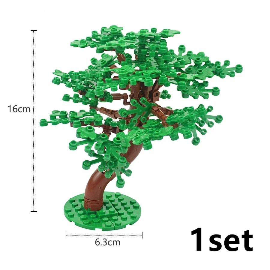 MOC-bloques de construcción de árboles verdes para niños, ladrillos de ensamblaje, modelo de arbustos, decoración de calle, jardín, partículas de plantas, juguete para niños