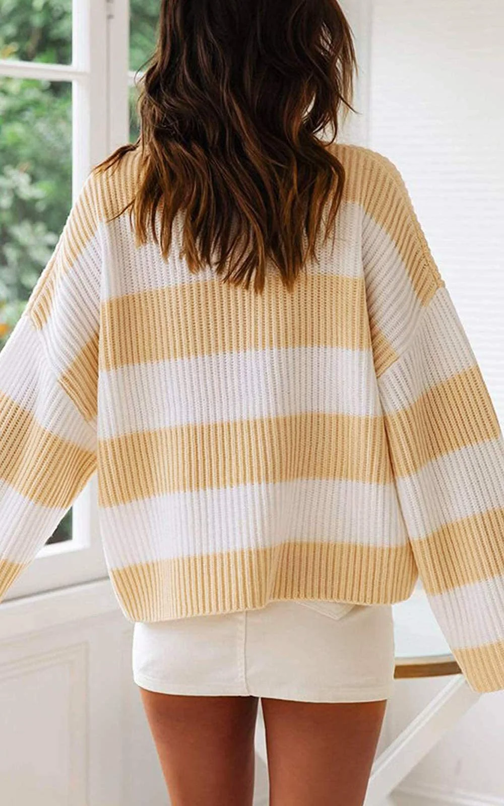 Women Belly-covering Sweater Coarse Sand Thread Texture Sweater Cozy Colorblock Knitted Women's Sweater for Fall Winter Thick