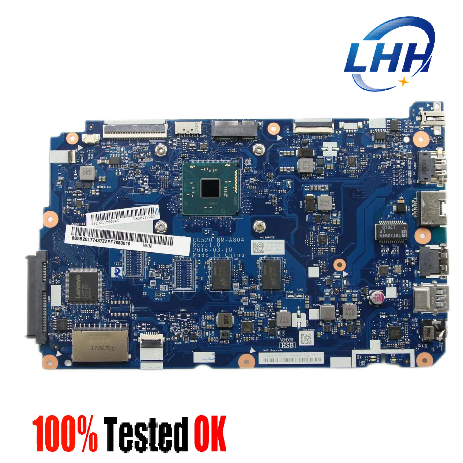 

For Lenovo Ideapad 100-15IBR N3060 Notebook Motherboard NM-A804 Mainboard UMA 2G Mainboard 100% Work