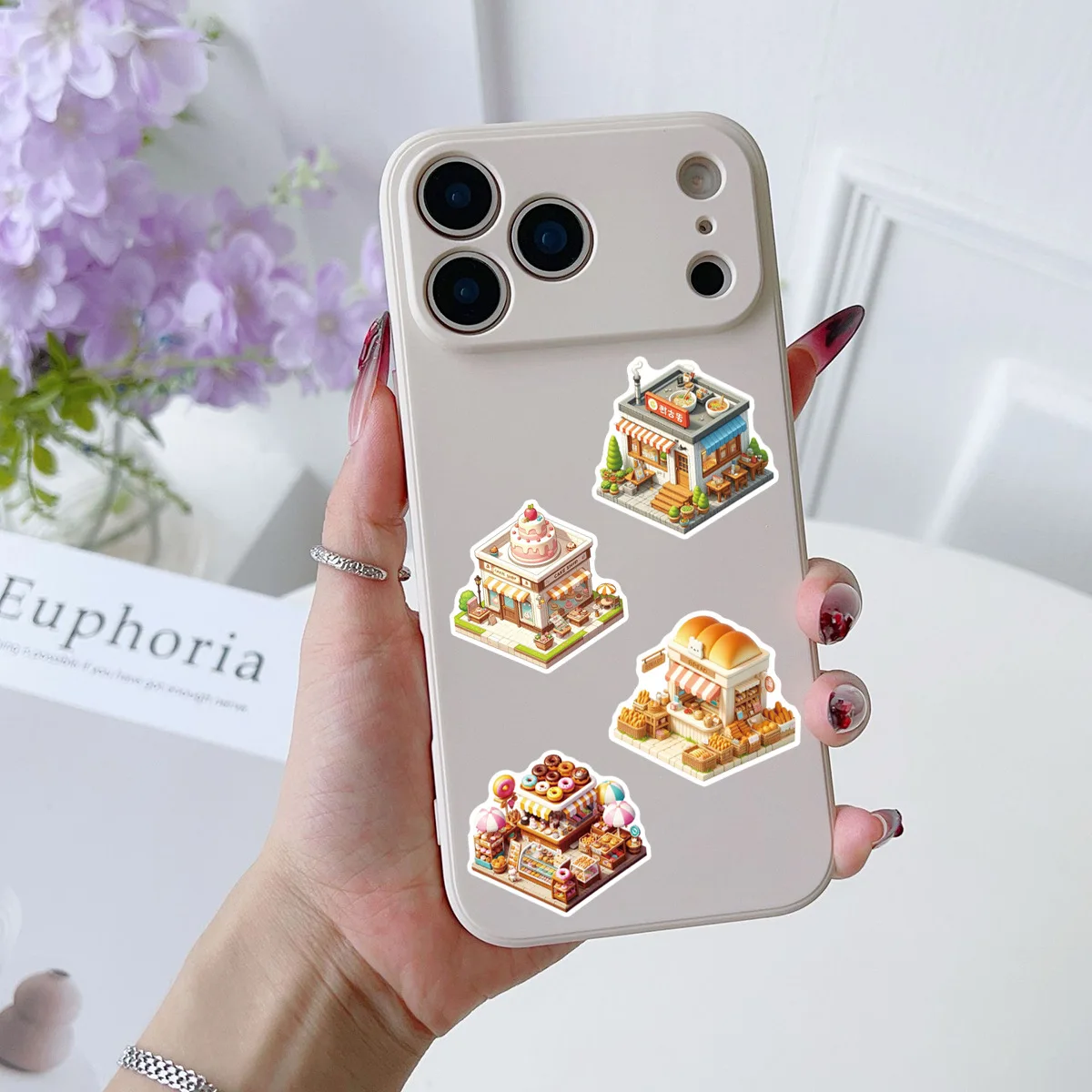 50Pcs Cartoon House Shop Building Stickers Funny Creative Decals for Notebook Phone Guitar Cute Graffiti Sticker
