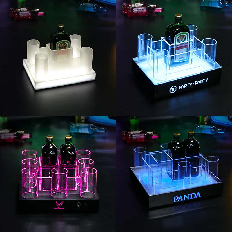 

Светодиодная подставка для ликера, многоцветная светящаяся подставка для бара, КТВ, вечерние витрина для алкоголя, креативный праздничный декоративный держатель для мусора