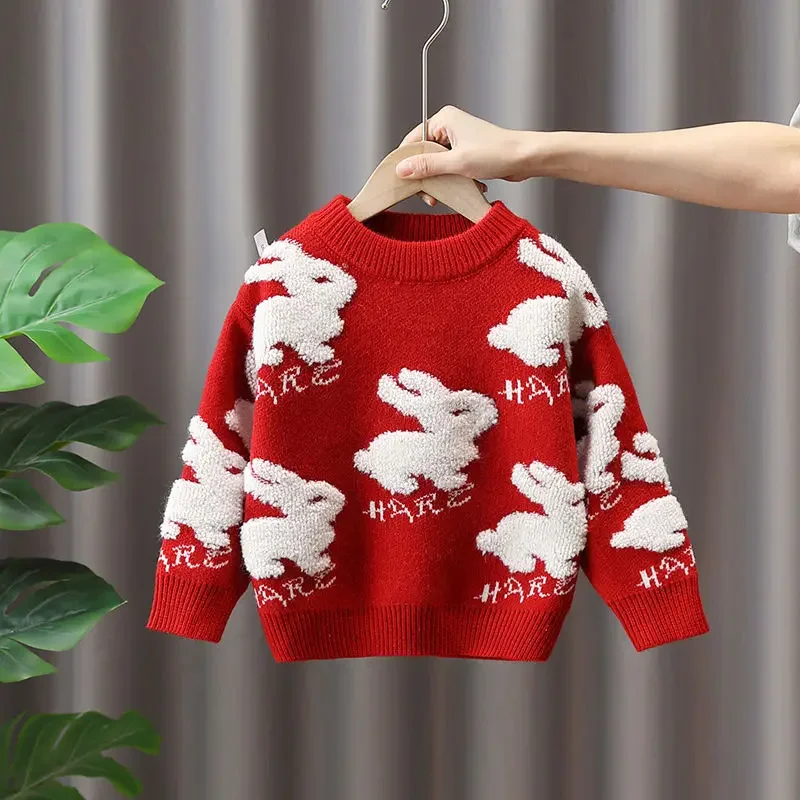 1-14Yrs fall Winter Kids Girls  boys knitted Pullover Sweaters Cotton Autmn Children Long Sleeve pullover Tops Outfits