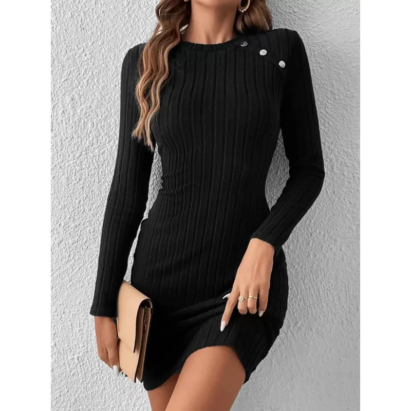 

Slim Fit Knitted Dress Women's Fashion Spring Season Neutral Model Other Fabric Other Process Other Style Details
