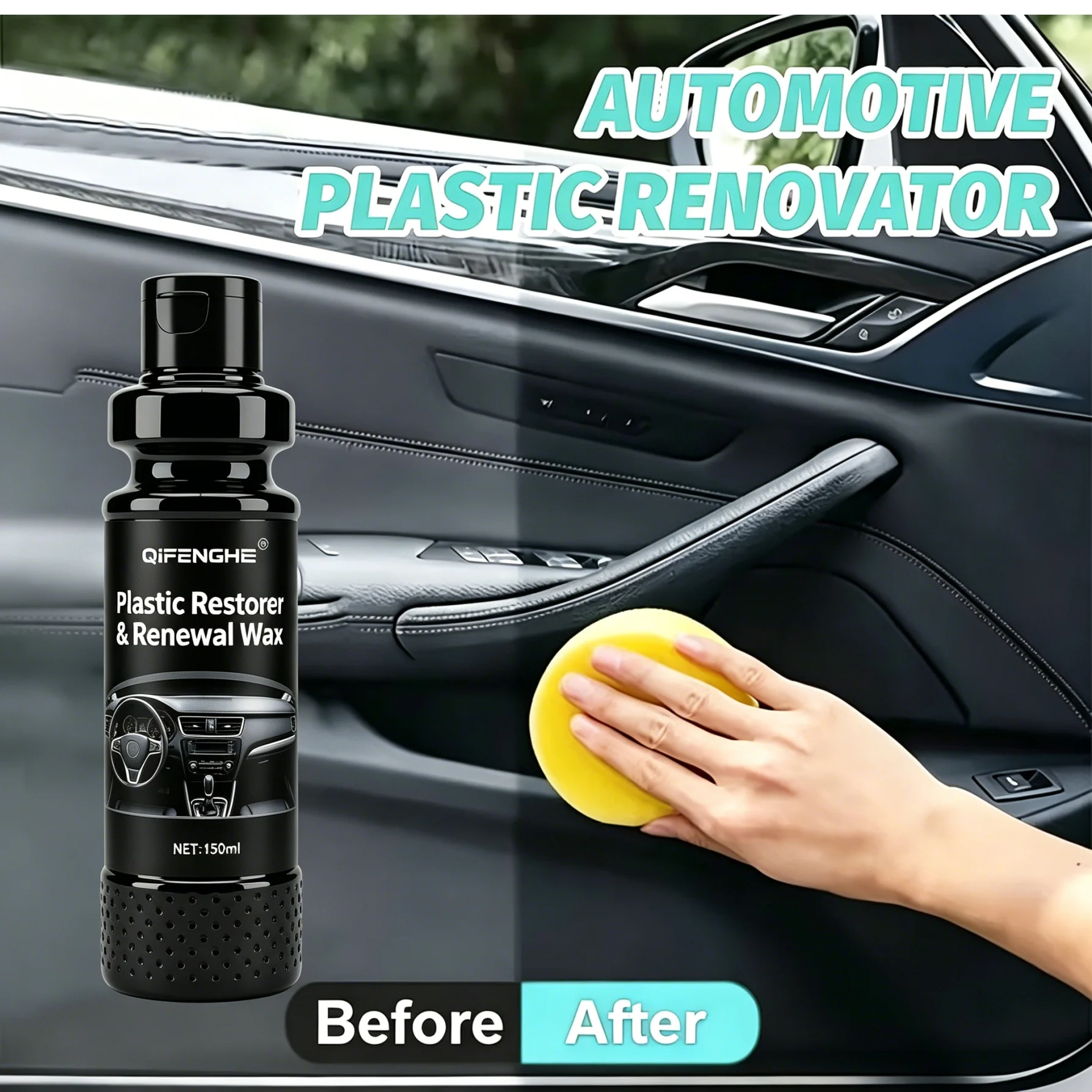 Plastic Restorer Renewal Wax, Long-Lasting Anti-Aging Car , For Interior Dashboard Exterior Trim Rubber Tire Surface Protection