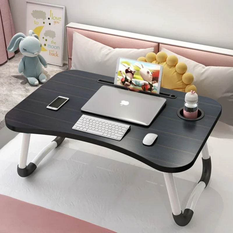 

Portable Folding Sofa Bed Table For Notebook Home Office With Cup Holder