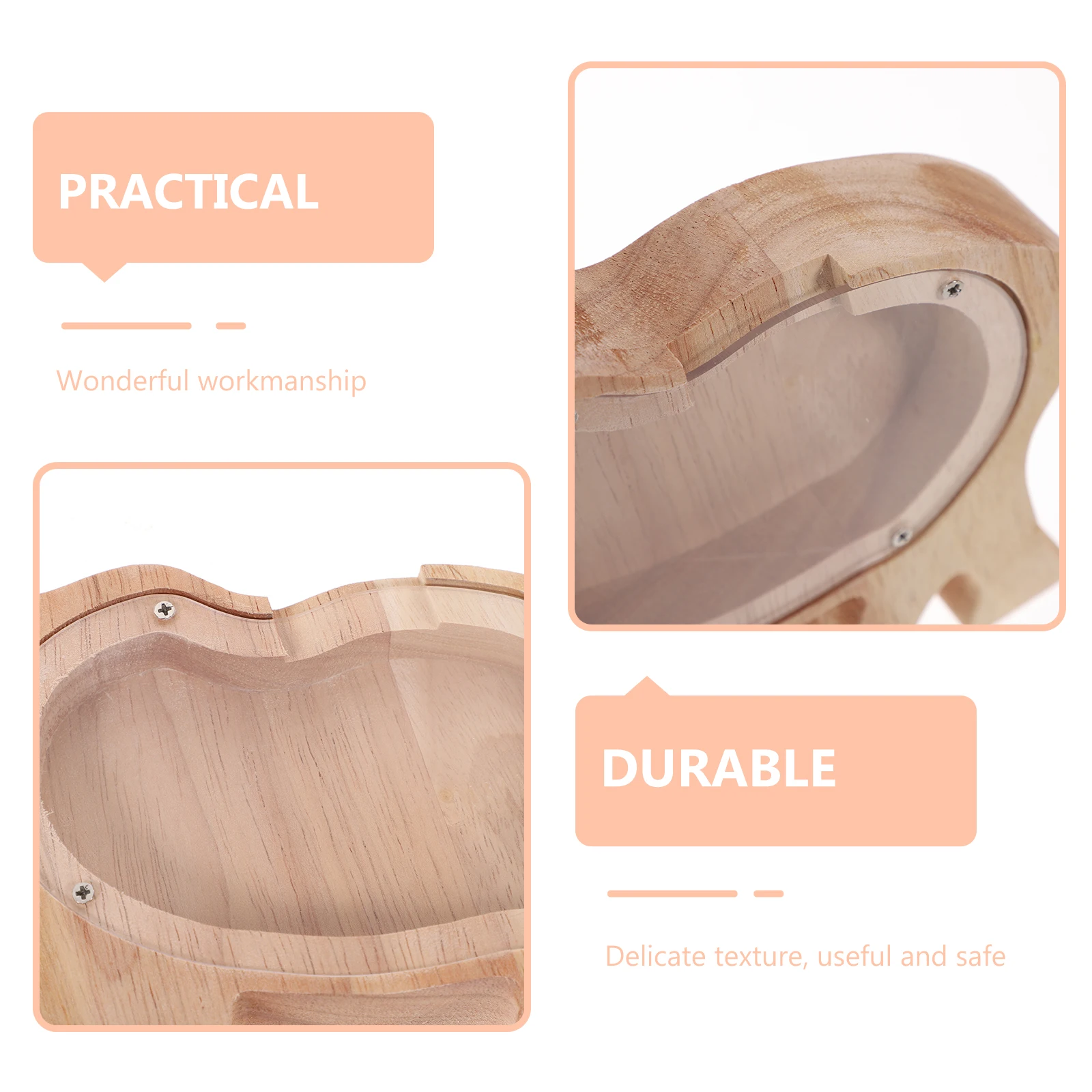 

Elephant Shape Wooden Piggy Bank Kids Coin Saving Box Home Decor Animal Money Box Storage Unique Creative Design