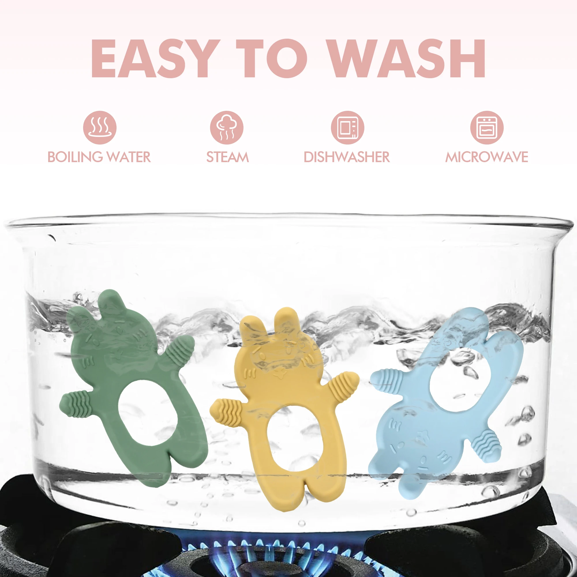 Urocza zabawka dla niemowląt w kształcie króliczka, gryzak, silikon spożywczy, odpowiedni dla dzieci w wieku 0-12 miesięcy, świetny prezent dla noworodka.