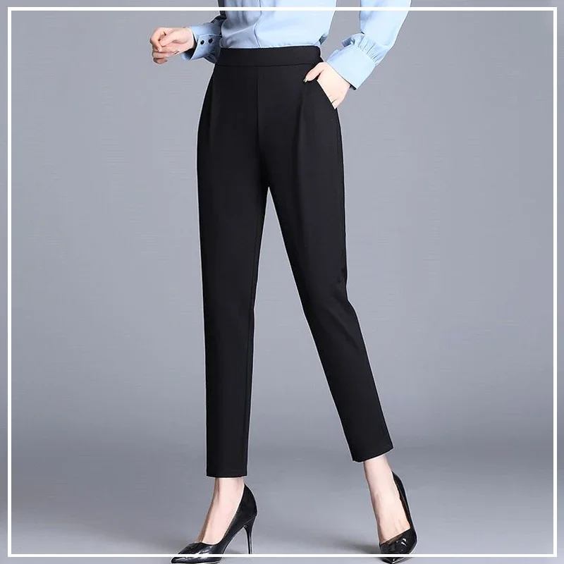 

2024 New Summer Minimalist Casual Fashion Commuting High Waisted Straight Leg Solid Color Versatile Temperament Suit Pants B834