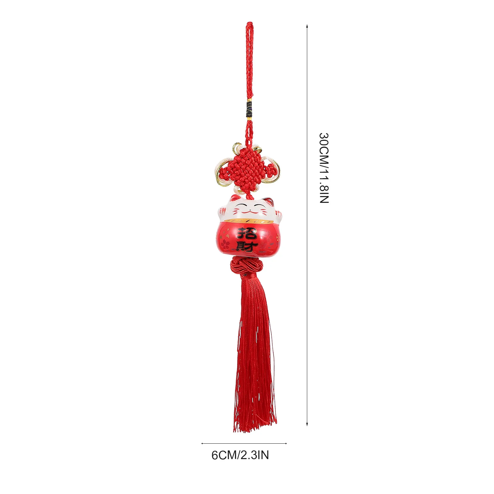 3Pcs Chinese Knot Pendant Lucky Cat Car Hanging Tassel Decoration Red Knot Tassel Keychain Ornament Car Decoration