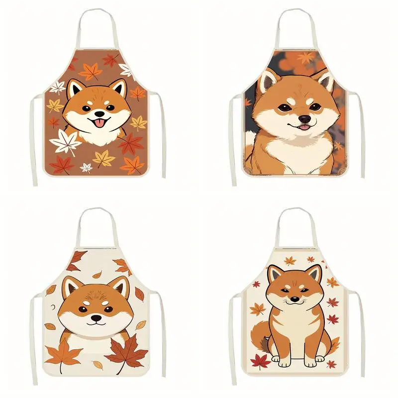 

Cute Shiba Inu Pattern Linen apron, suitable for kitchen cooking, parent-child interaction, painting and other scenarios
