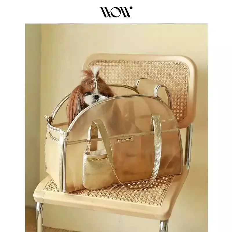 FurStarElegant Women Shoulder Pet Bag Pink Mesh Breathable Cat Dog Carrier Portable Outing Bag Hammock In The Female Cat's House