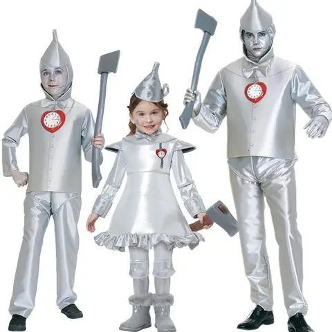 Costume de jeu parent-enfant pour Halloween, Costume de l'homme en fer pour adulte, Costume de l'homme en fer pour homme, Costume de scène du magicien d'Oz