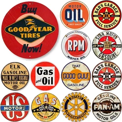 1pcs US Motor Oil Sign Vintage Round Metal Tin Sign Motor Oil Nostalgic Art Poster Retro Plate Garage Bar Pub Home Decor