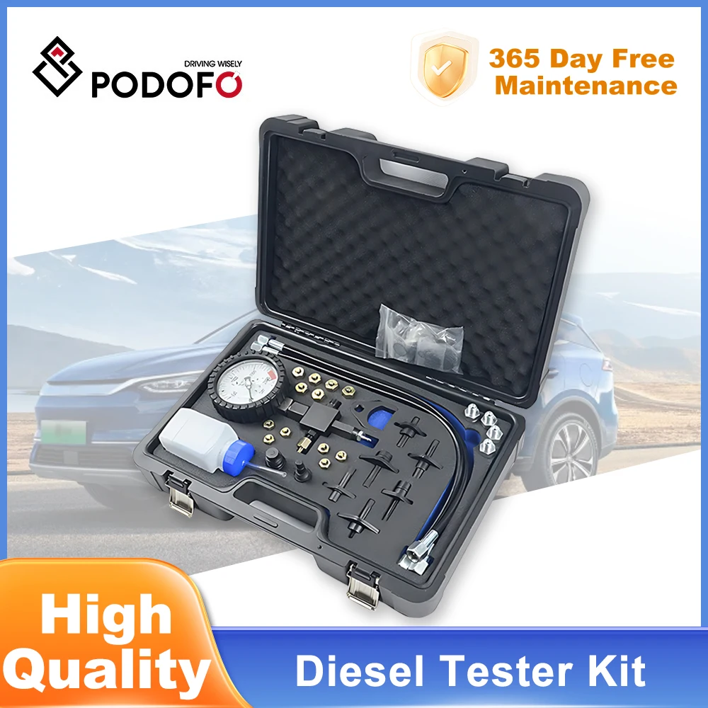 Podofo Automotive Diesel Common Rail Pressure Detection Tool include Bar Tester Kit and Injector Pipe Blanks