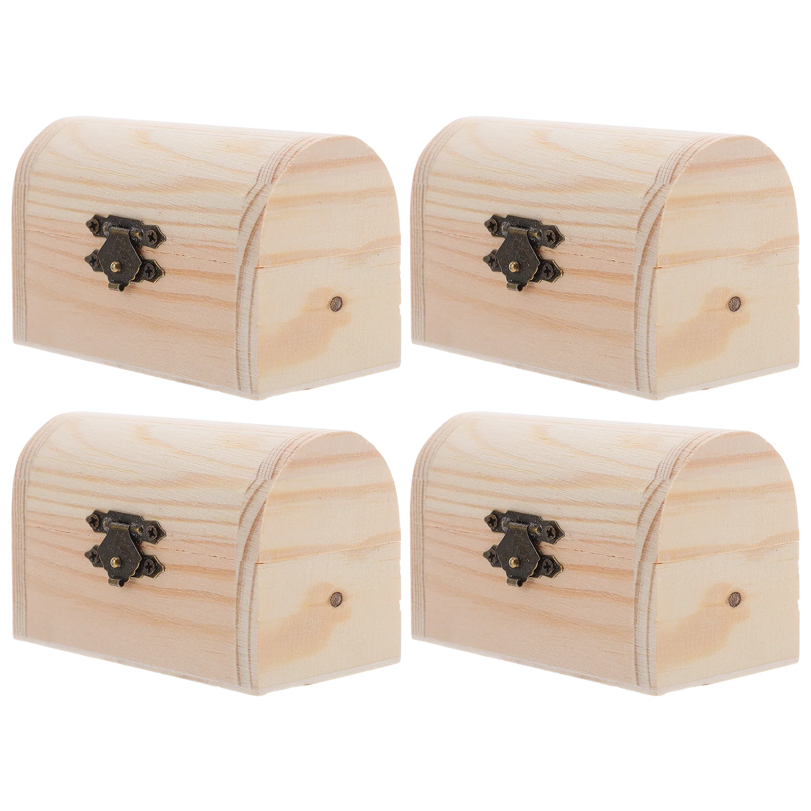 

4Pcs DIY Unfinished Wood Treasure Chest Box Creative Pirate Decor Jewelry Trinket Storage Organizer for Painting Drawing