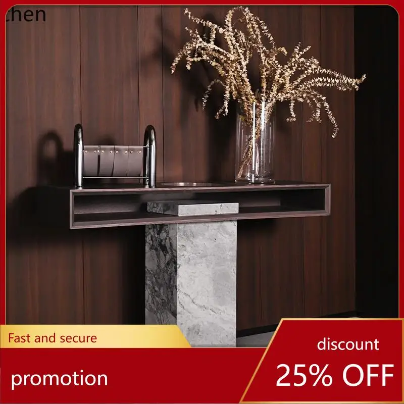 HXL light luxury natural luxury stone against the wall marble entrance table entrance table shelf black small apartment