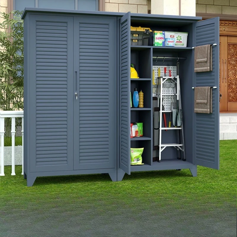 Outdoor Louver Door Tool Storage Cabinet Large Capacity Villa Sundry Cabinet Waterproof Dustproof UV Resistant Garden Organizer