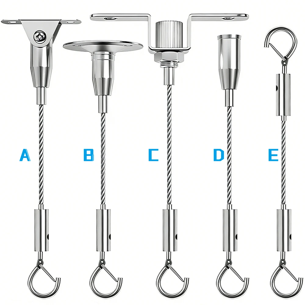 

1.5mm Adjustable Steel Wire Rope with Heavy-Duty Hook Picture Suspension System Kit for Hanging Advertising Signs Art Paintings