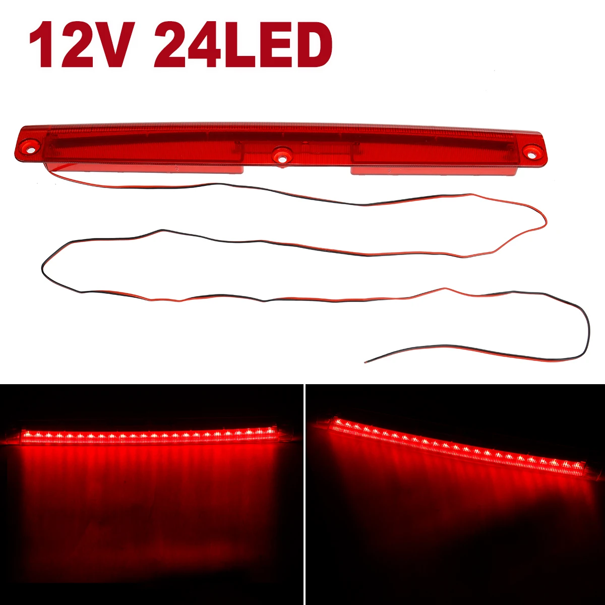 Universal Car 12V 24 LED High Mount Level Motorcycle Tail Light Third 3RD Brake Stop Rear Tail Light Lamp