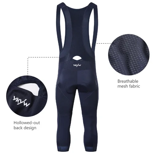 Imagen 2 del producto Ykywbike-pantalones cortos con pechera para ciclismo para hombre, Shorts acolchados para 6 horas de paseo, mallas para bicicleta de carretera profesional, pantalones cortos con pechera para bicicleta de montaña, 3/4