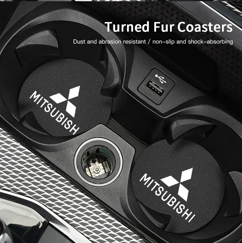 

2Pcs Car Cup Holder Pad Non-Slip Mat Water Cup Coaster Interior Accessories for Mitsubishi Outlander ASX Pajero Sport L200