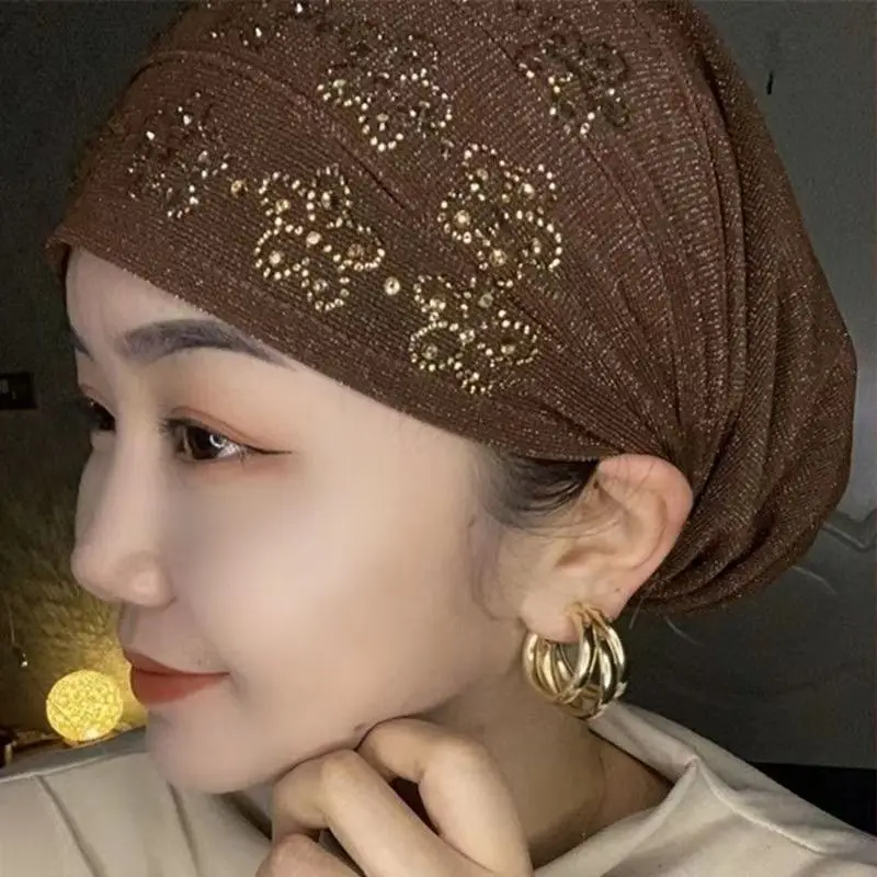 ฤดูร้อนเพชร Turban หมวกสำหรับผู้หญิงห่อหัว Bonnet มุสลิมฮิญาบ Turbans หญิง Headscarf หมวก Chemo Headwear