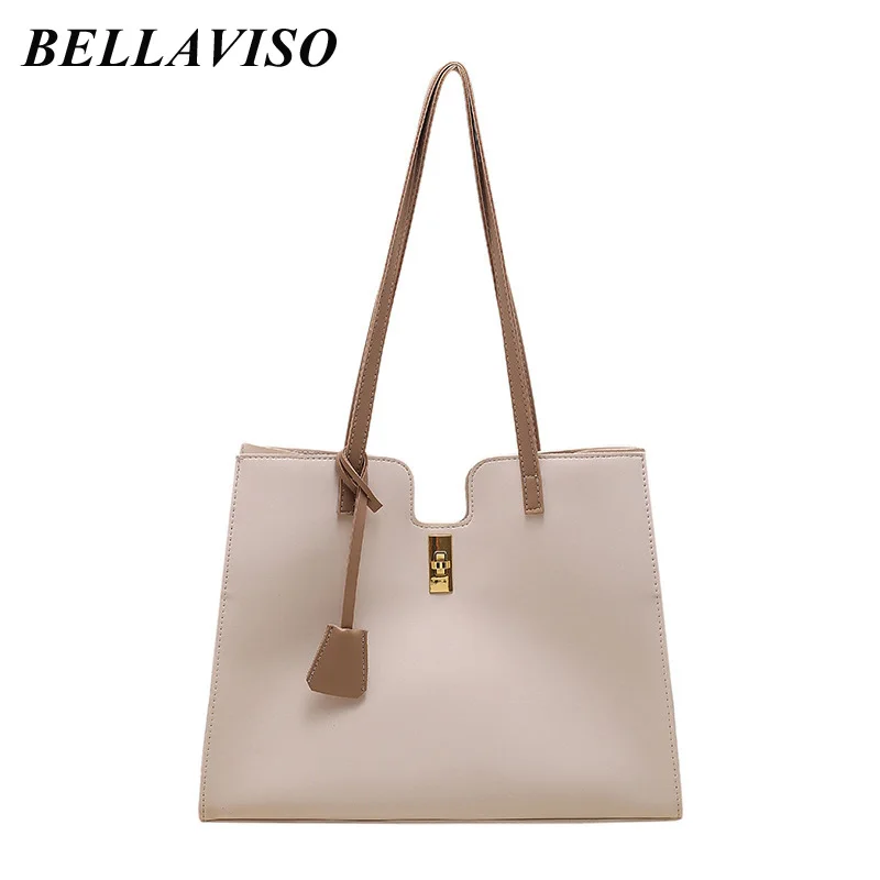 

BellaViso Simple Fashion Women's PU Leather Shoulder Bag Female's Trendy Summer Large Capacity Tote Shopping Bags BLSB-133